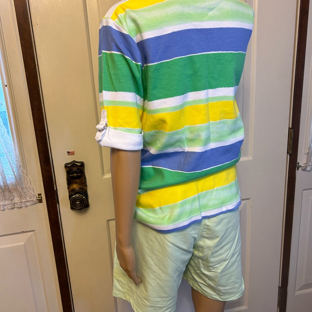 Two piece fun in the sun striped top & shorts Set